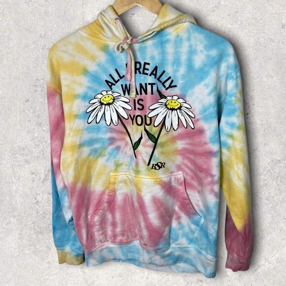 Dolls Kill By Samii Ryan Tie Dye Hoodie Sweatshirt Size Large Daisy Revolve Hood - Picture 3 of 16